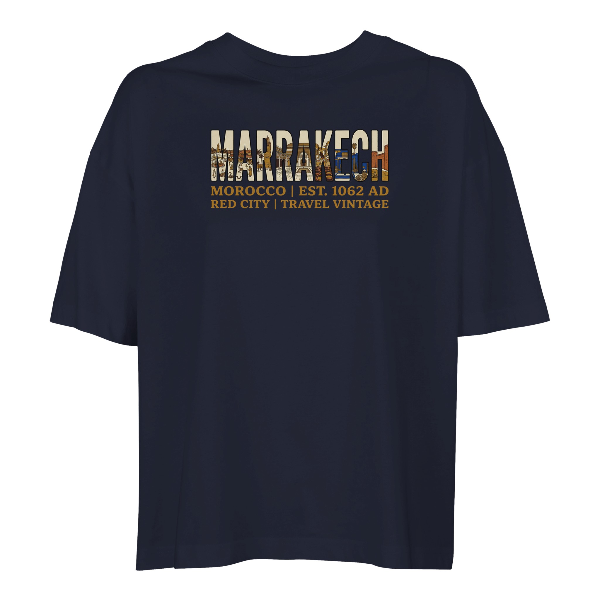 T-shirt Marrakech femme ample coton bio conversion, coloris French Navy