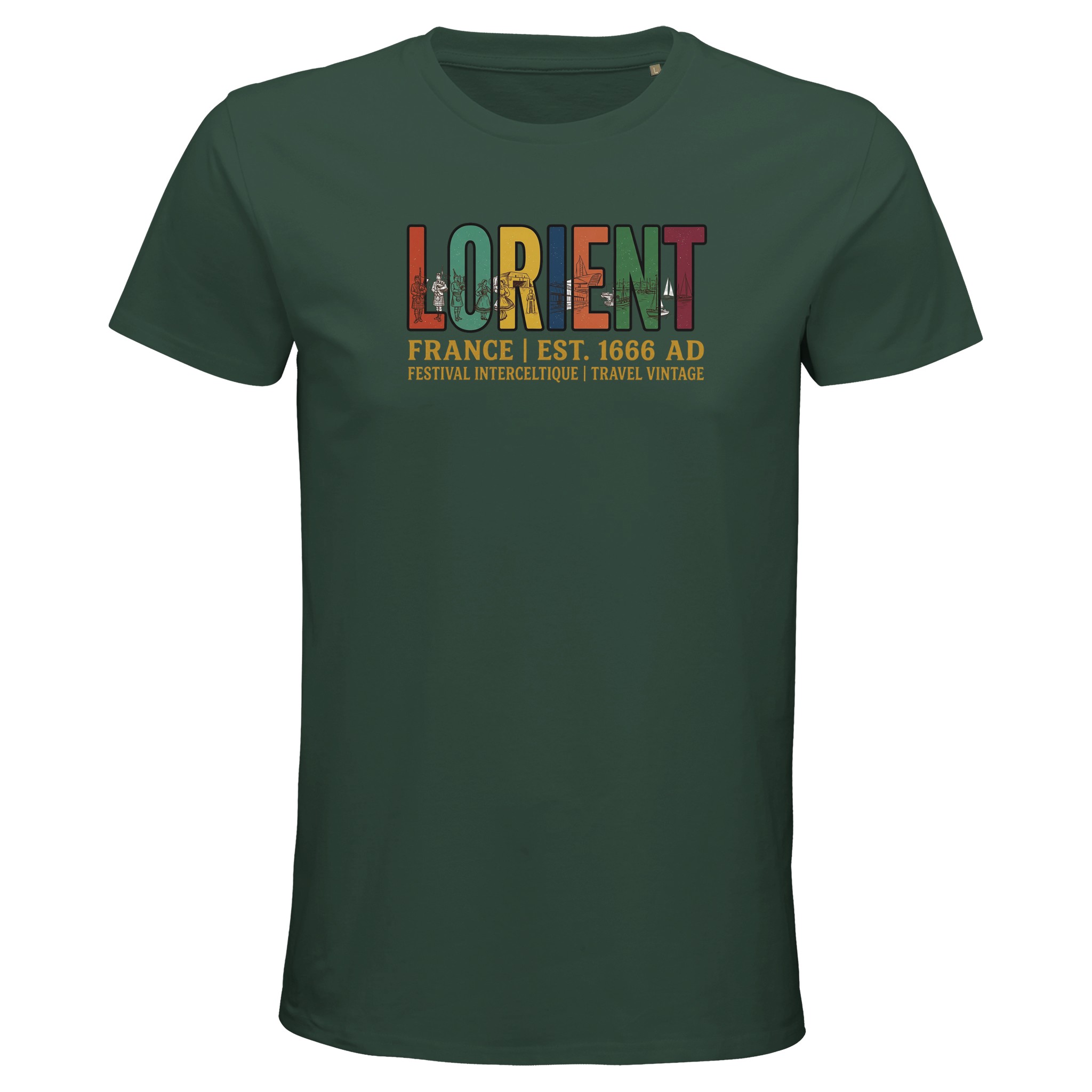 T-shirt Lorient FESTIVAL INTERCELTIQUE bio, coloris Vert bouteille