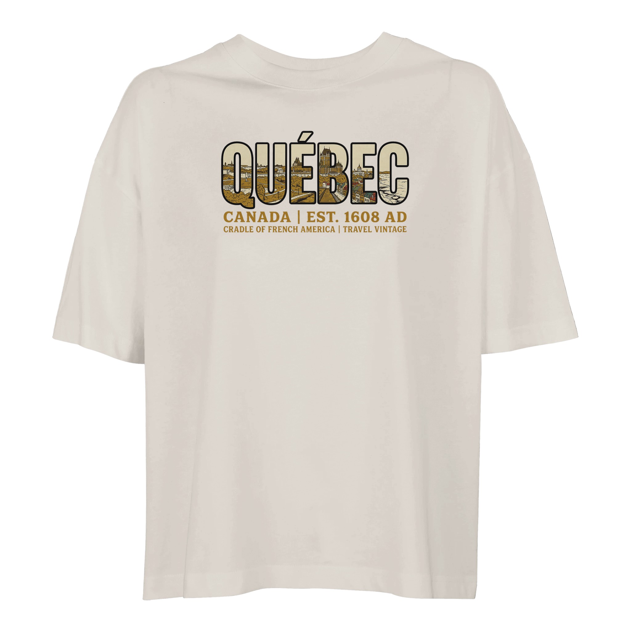 T-shirt Québec femme ample coton bio premium, coloris Off White