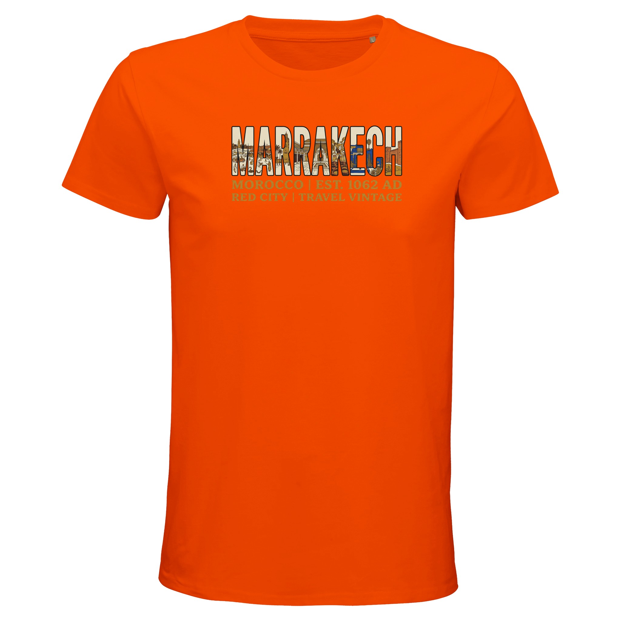 T-shirt Marrakech homme bio ajusté, coloris Orange