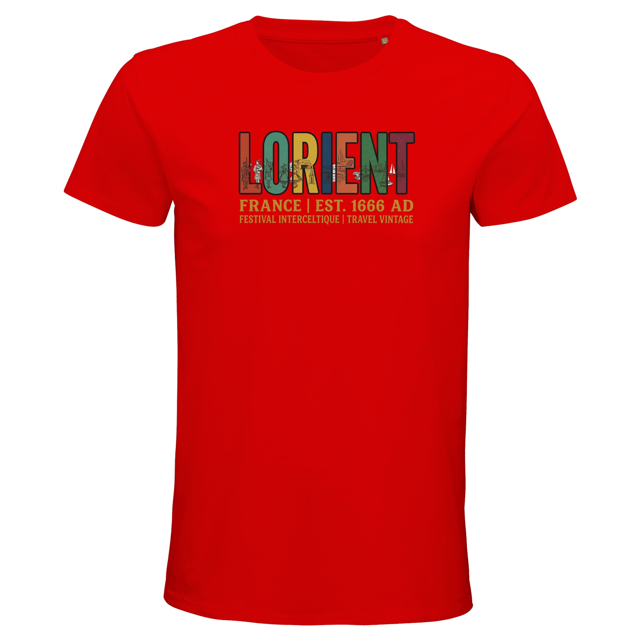 T-shirt Lorient FESTIVAL INTERCELTIQUE bio, coloris Bright Red