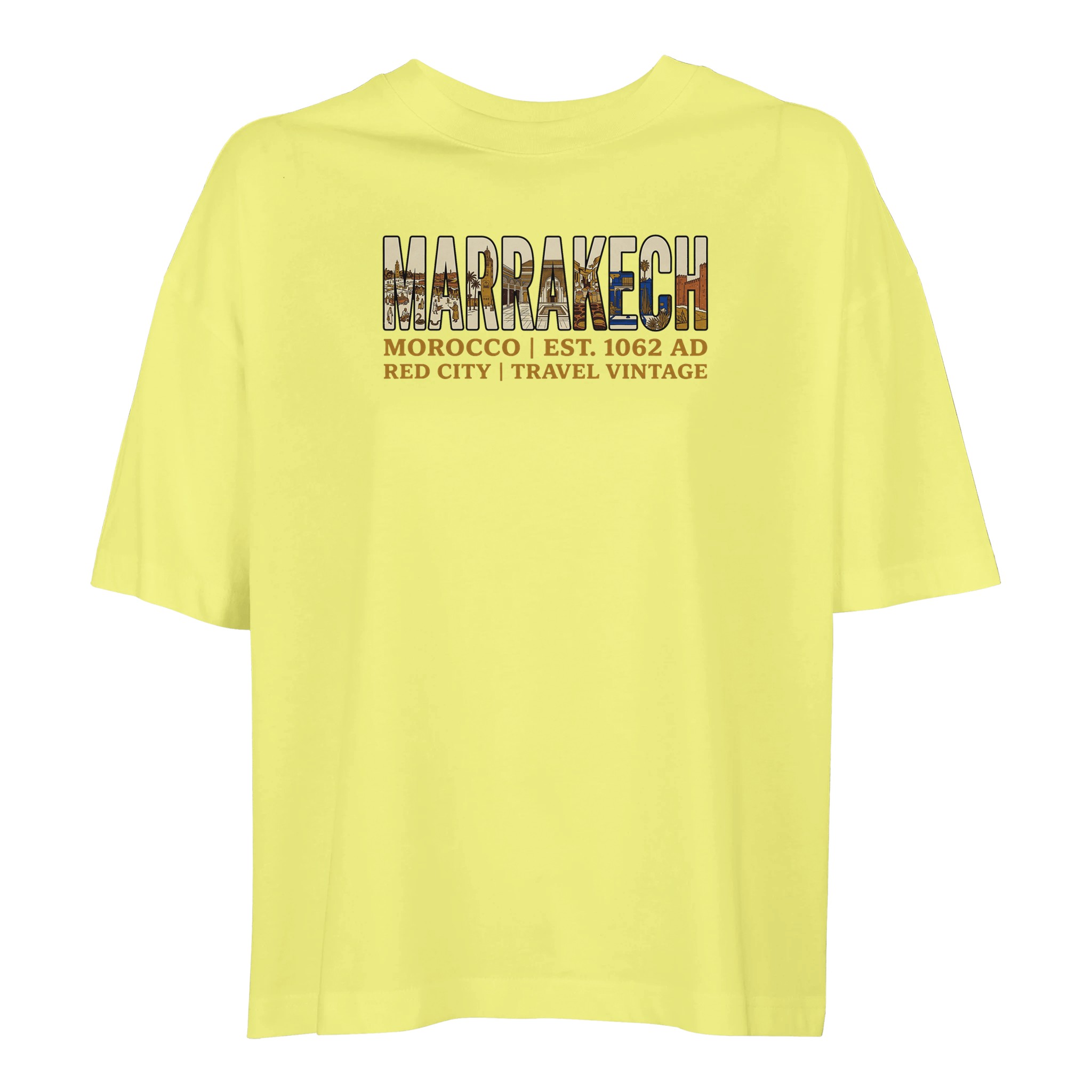 T-shirt Marrakech femme ample coton bio conversion, coloris Jaune clair