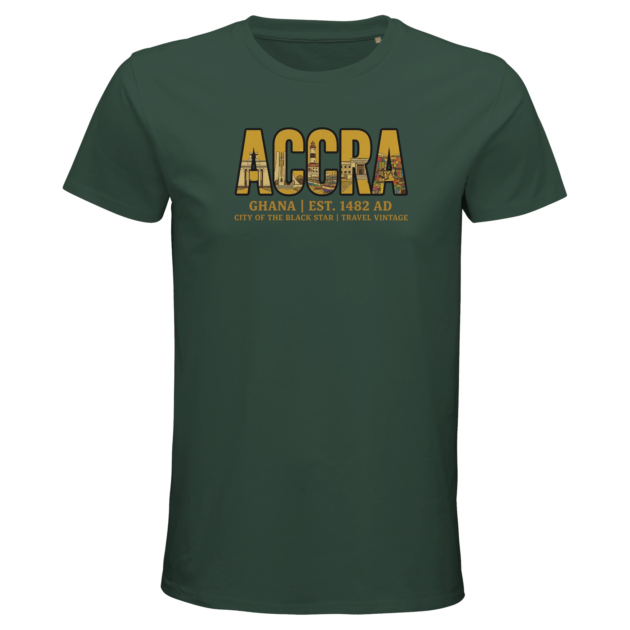T-shirt Accra homme bio ajusté ville du Ghana, coloris Vert bouteille