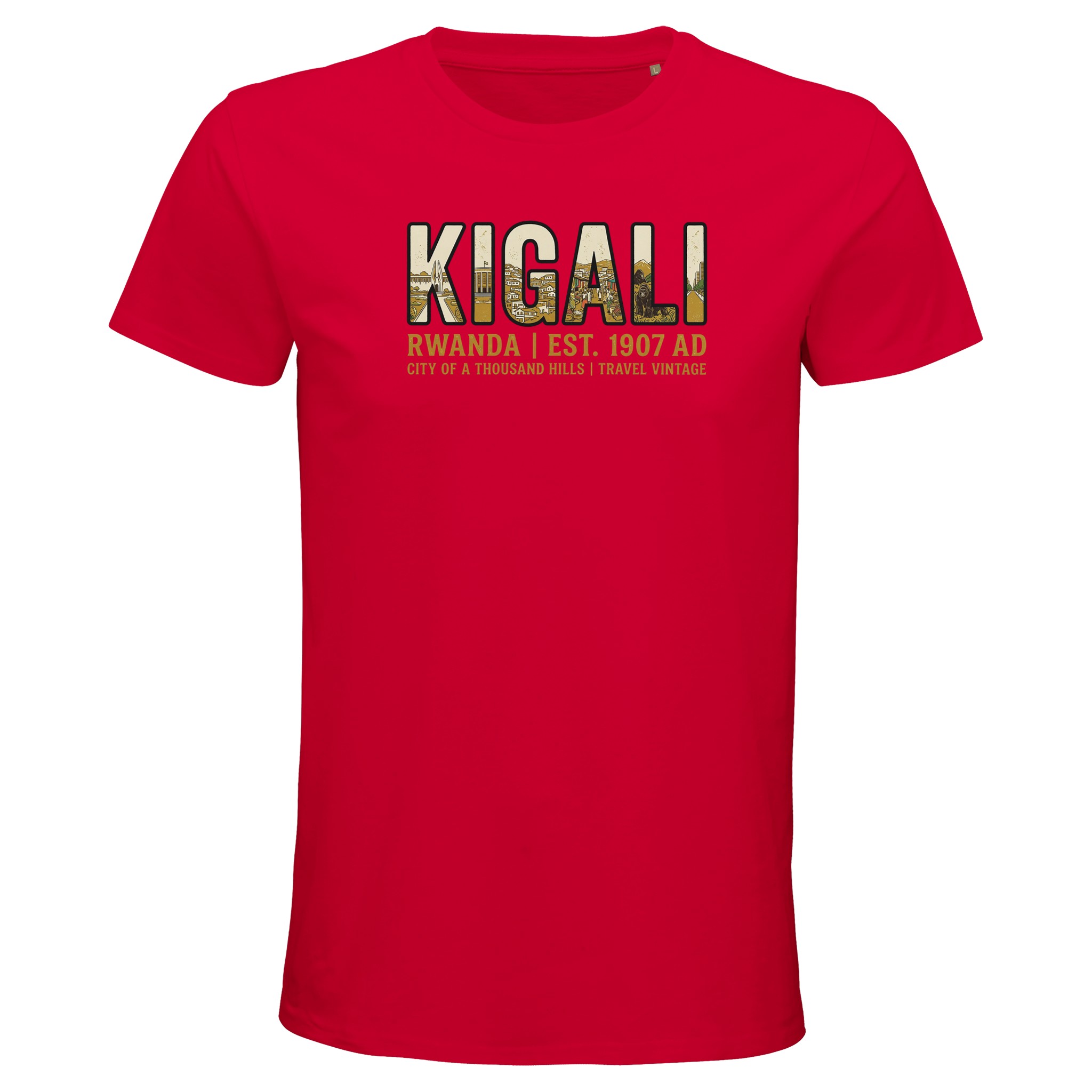 T-shirt Kigali homme bio ajusté, coloris Rouge