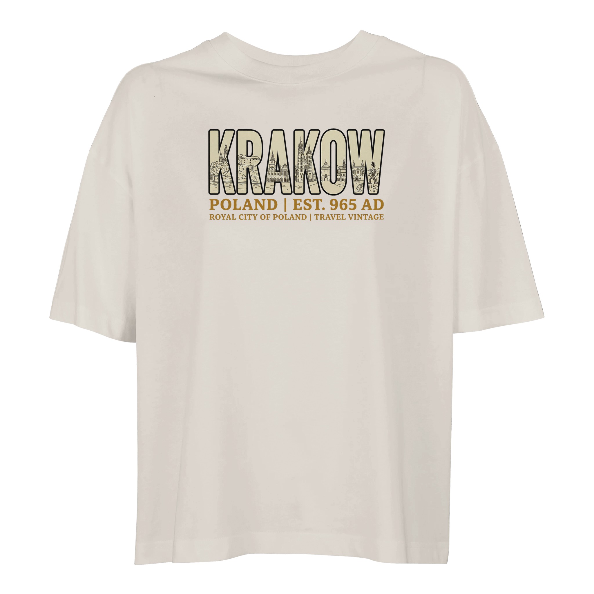 T-shirt Cracovie femme ample coton bio vintage T-shirt Cracovie femme ample coton bio vintage, coloris Off White
