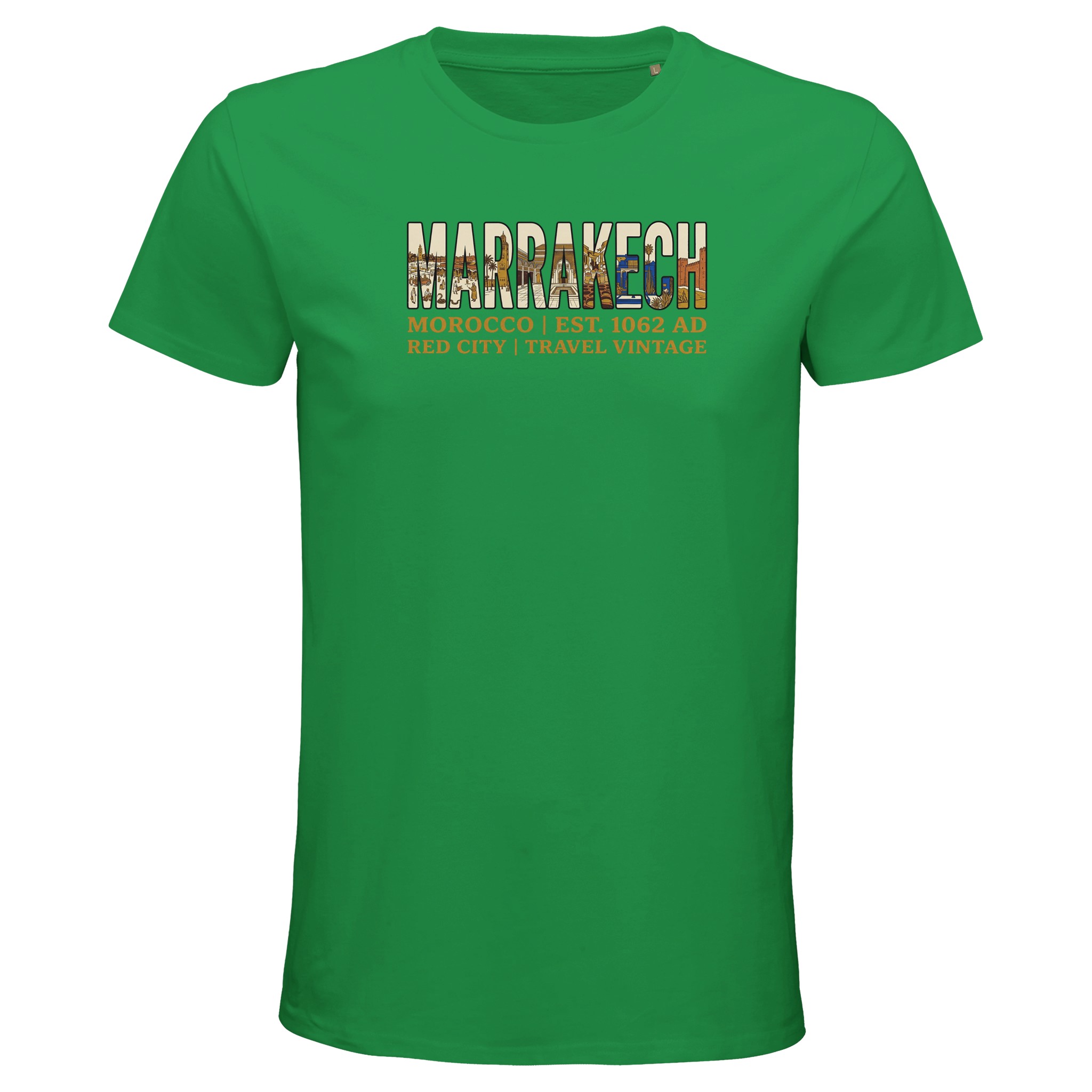 T-shirt Marrakech homme bio ajusté, coloris Kelly Vert