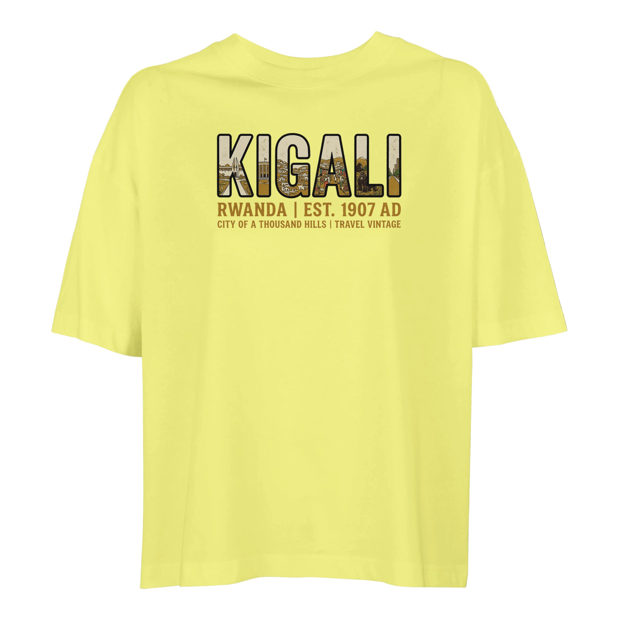 T-shirt Kigali femme ample coton bio, coloris Jaune clair