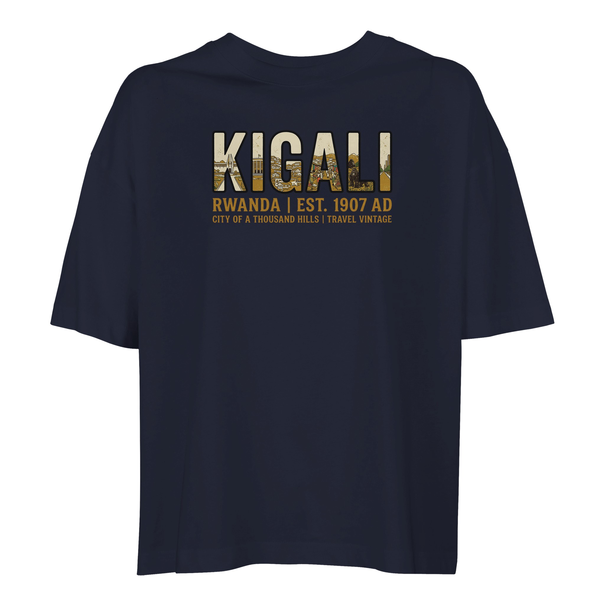 T-shirt Kigali femme ample coton bio, coloris French Navy