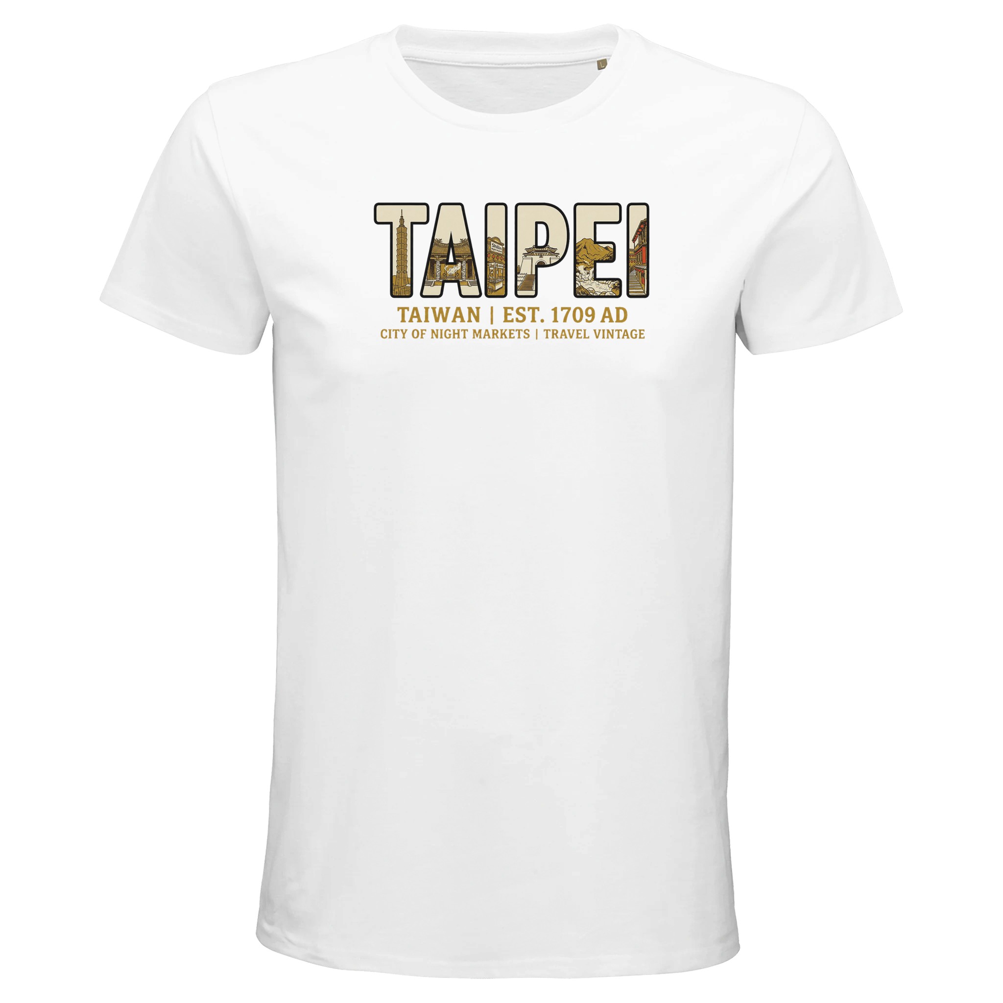 T-shirt Taipei homme bio ajusté ville nocturne