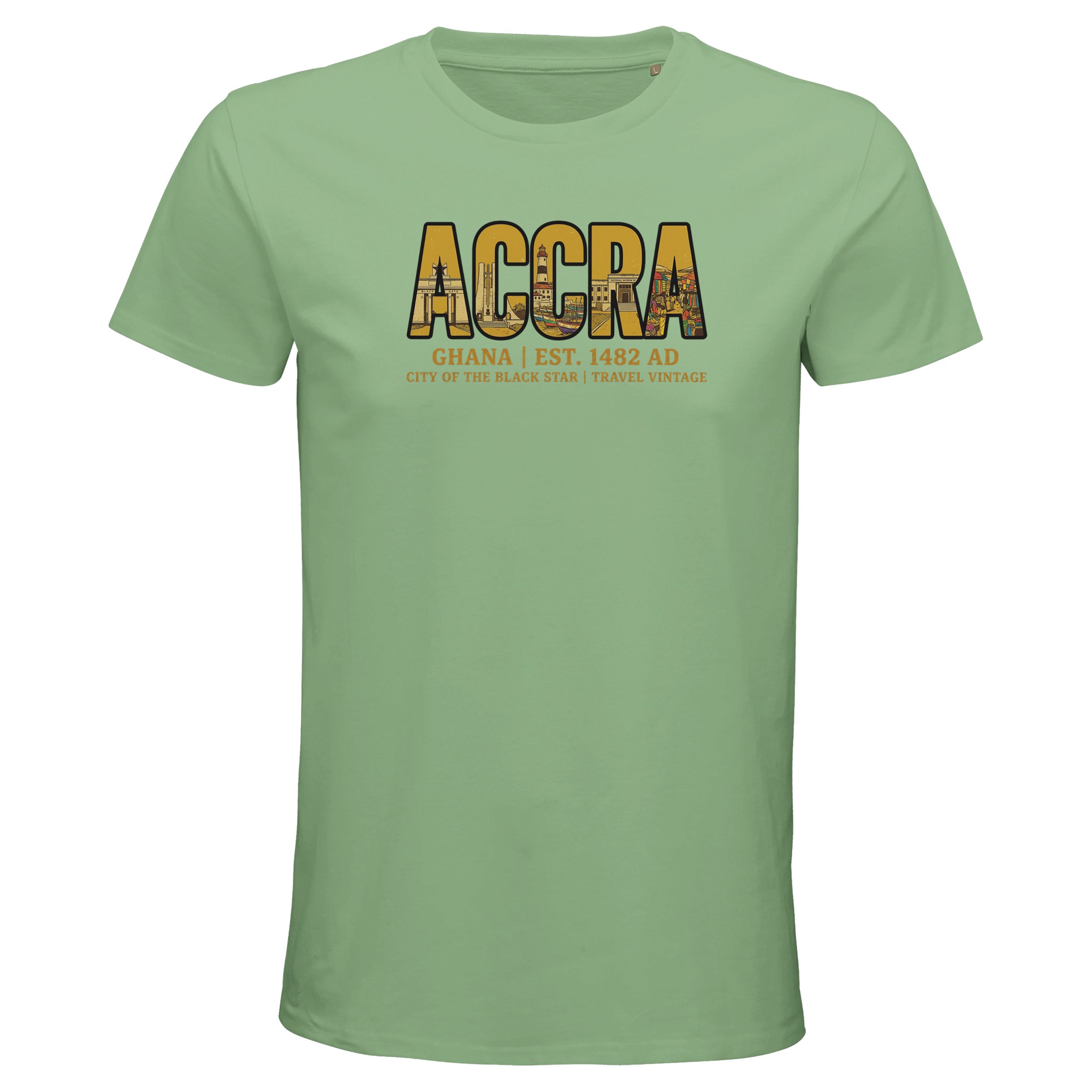T-shirt Accra homme bio ajusté ville du Ghana, coloris apple green