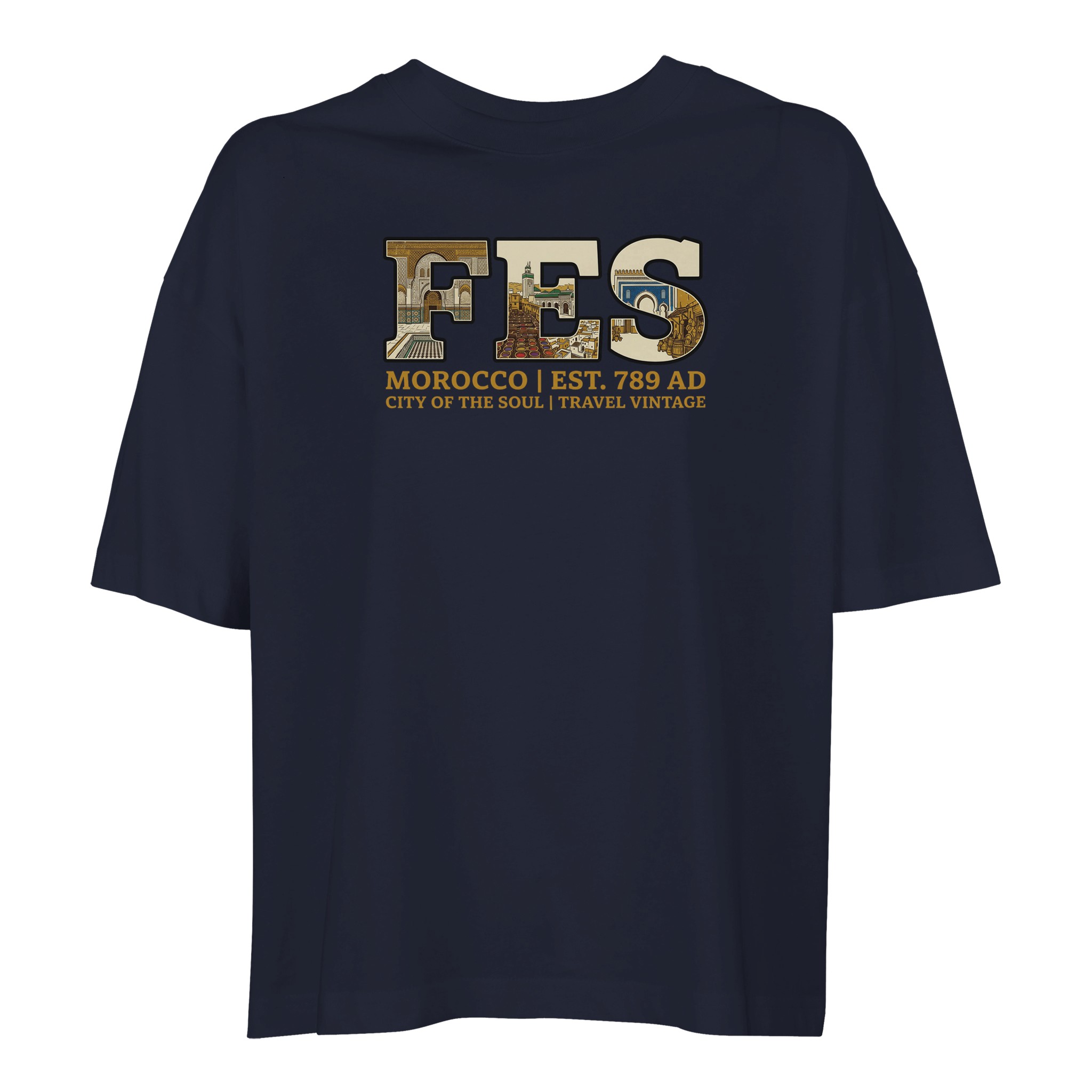 T-shirt Fès femme ample coton bio, coloris French Navy