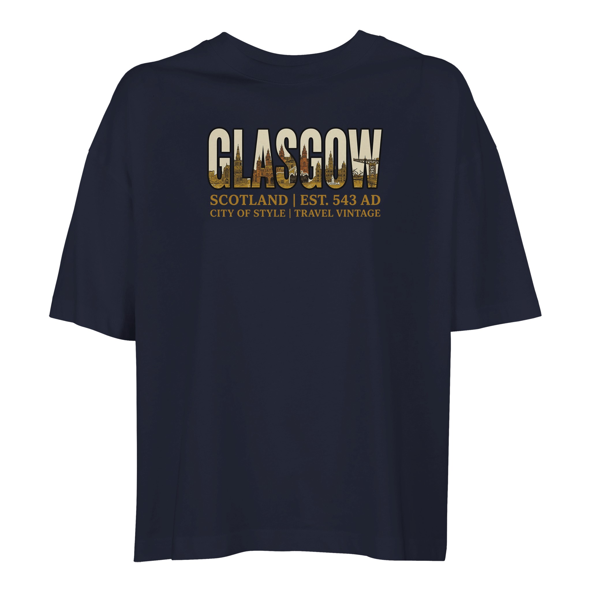 T-shirt Glasgow femme ample coton bio conversion, coloris French Navy