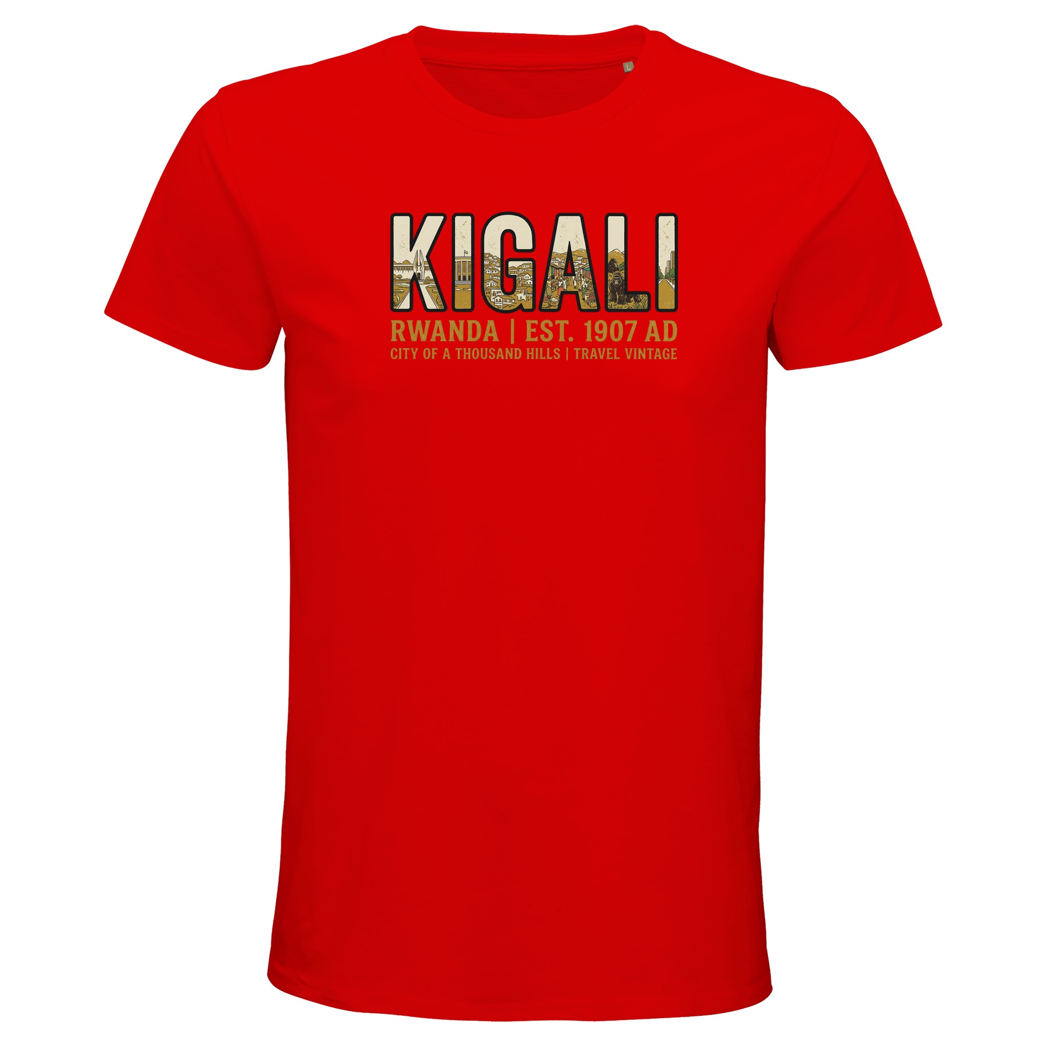 T-shirt Kigali homme bio ajusté, coloris Bright Red