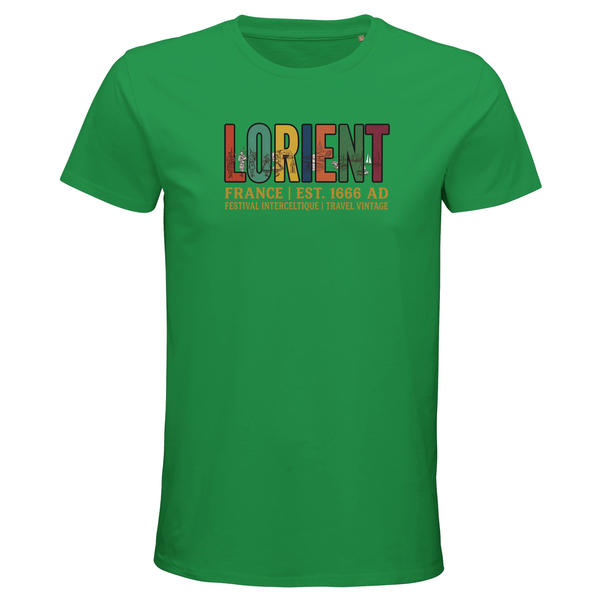 T-shirt Lorient FESTIVAL INTERCELTIQUE bio, coloris Kelly Vert