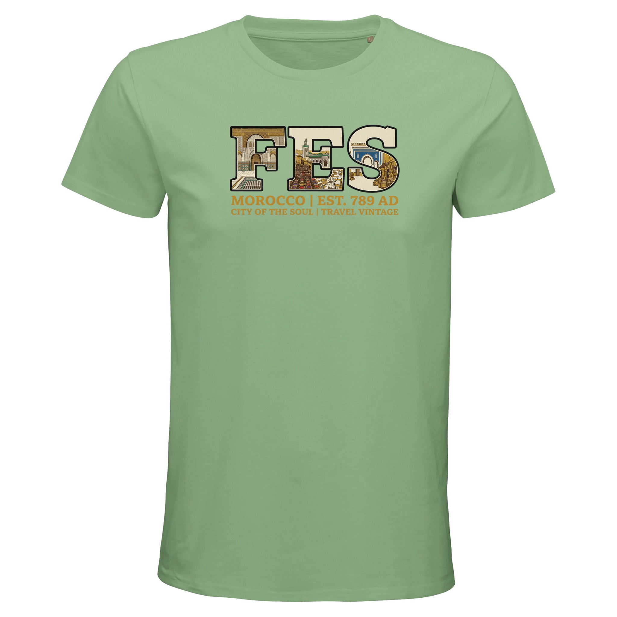 T-shirt Fès homme bio ajusté coton naturel, coloris apple green