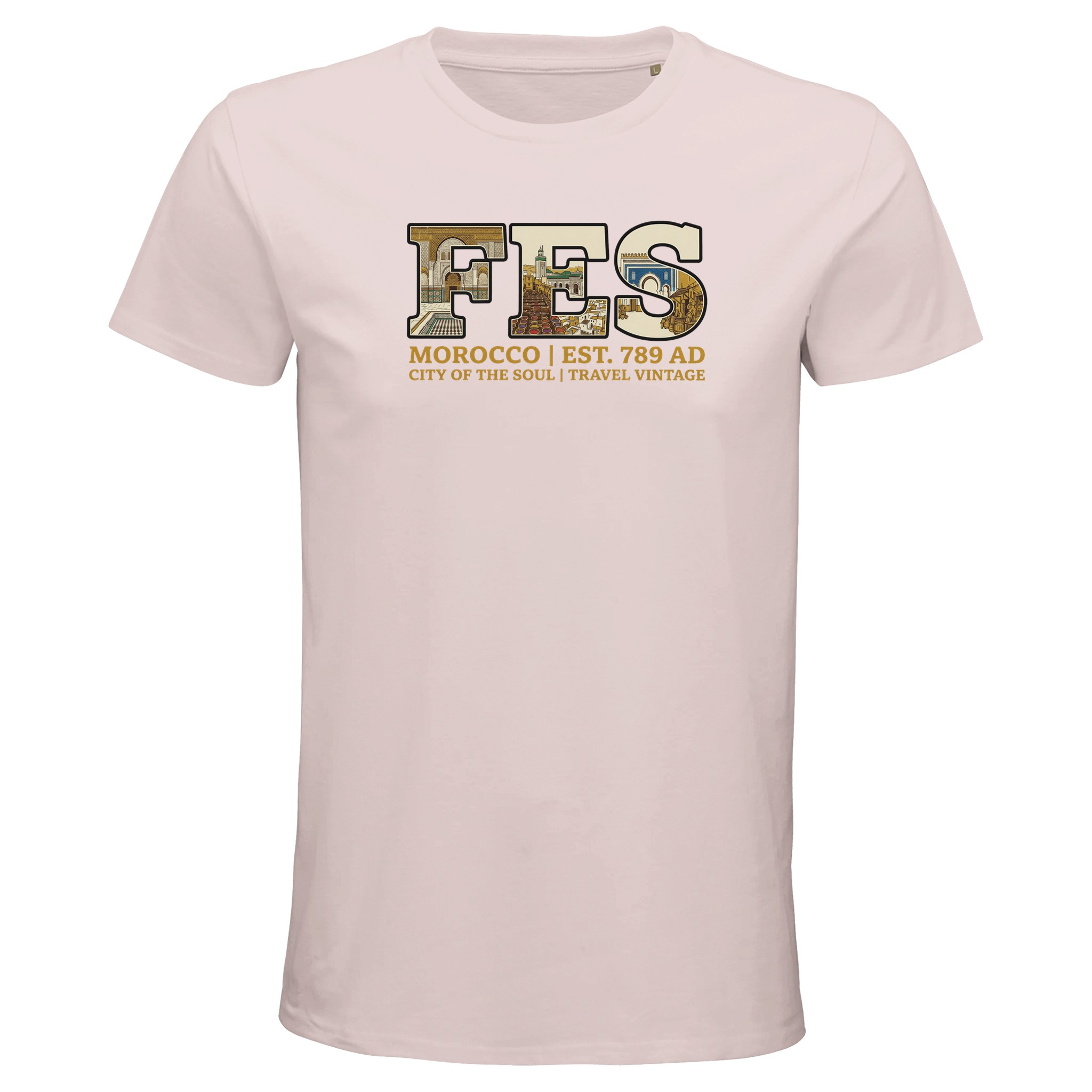 T-shirt Fès homme bio ajusté coton naturel, coloris Pale Pink