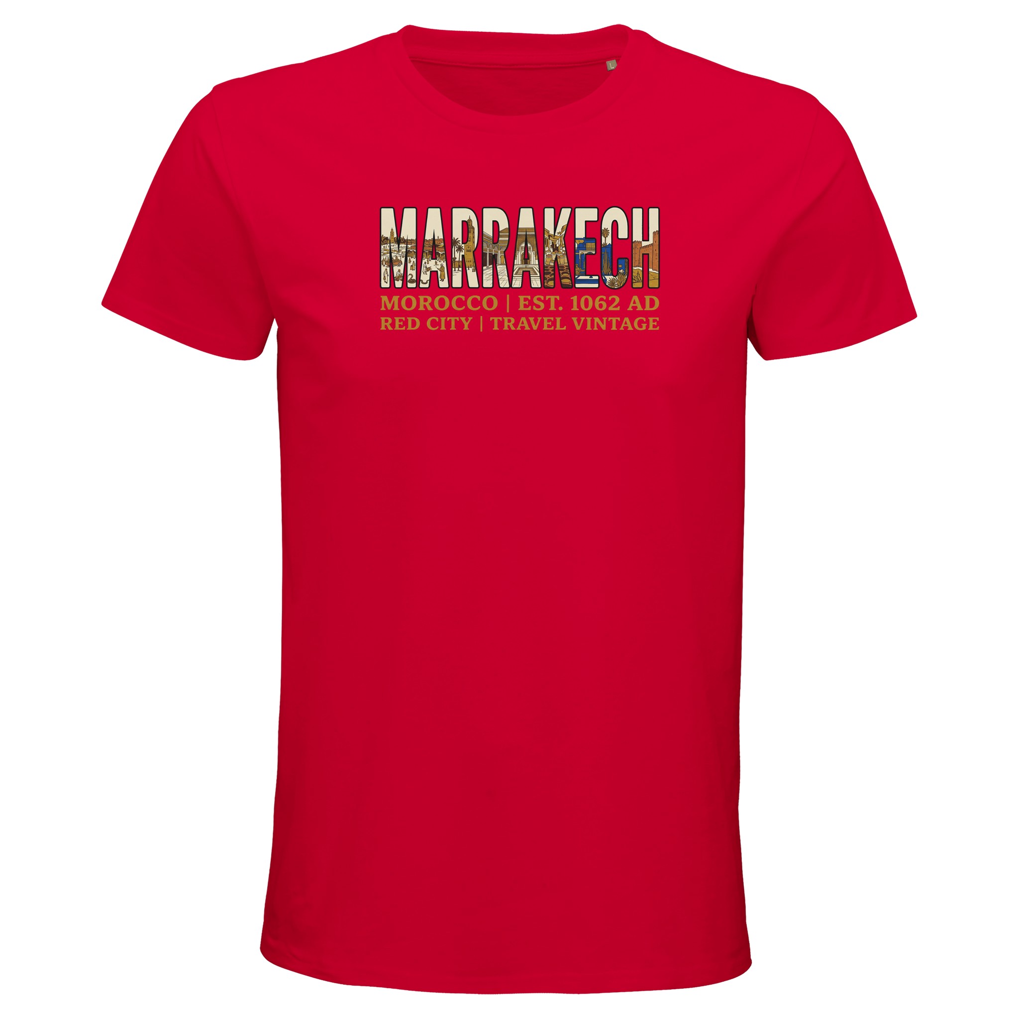 T-shirt Marrakech homme bio ajusté, coloris Rouge