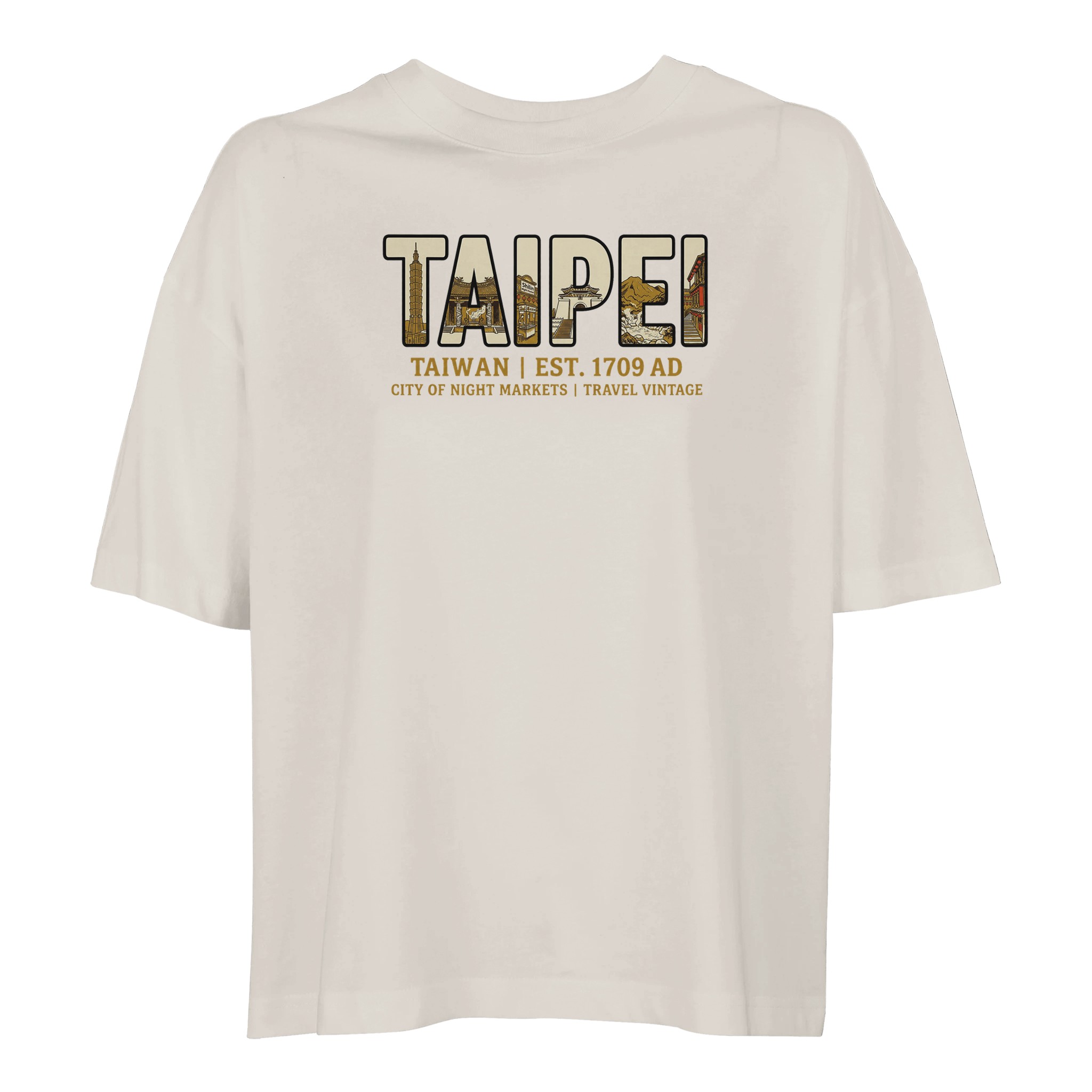 T-shirt Taipei femme ample coton bio en conversion, coloris Off White