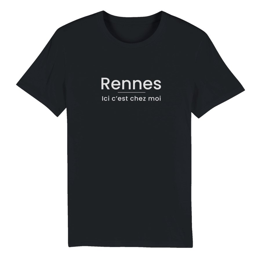 T-shirt noir imprimé Rennes, ici c’est chez moi
