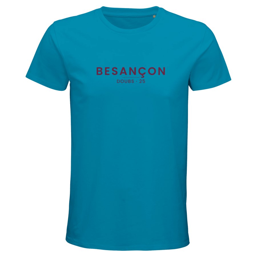 T-shirt homme bio ajusté aqua imprimé Besançon