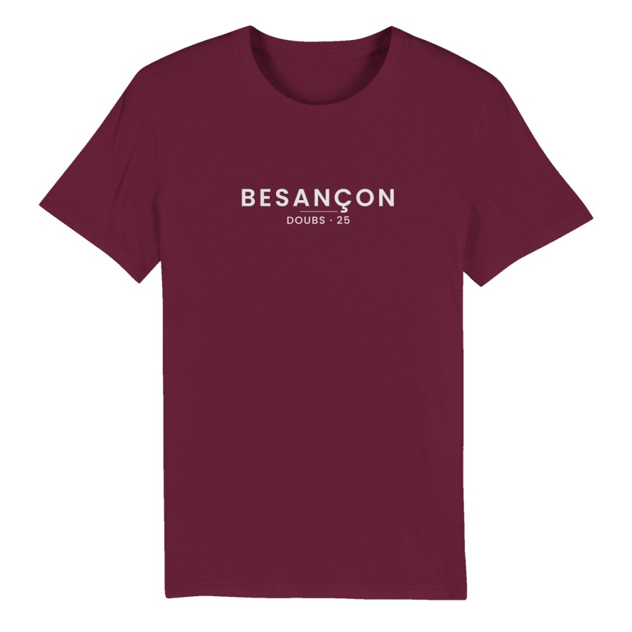 T-shirt bordeaux, encre blanche